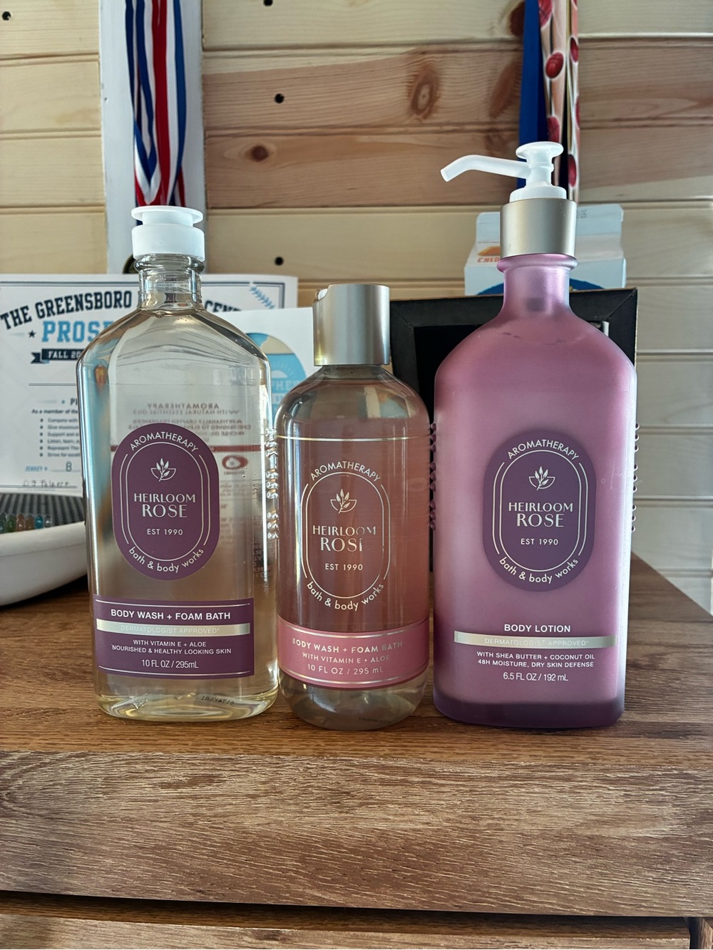 Bath & Body Works Heirloom Rose Body Wash & Lotion Set — Pink and Clear